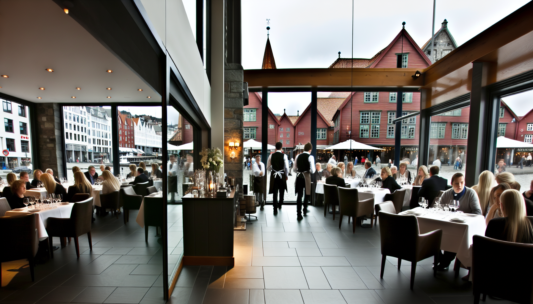 Restaurant i bergen : bryggen tracteursted – illustrasjon