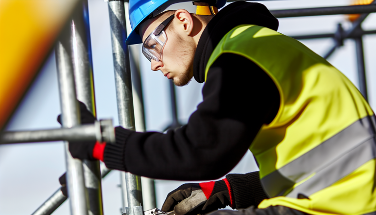 A professional scaffolder at work